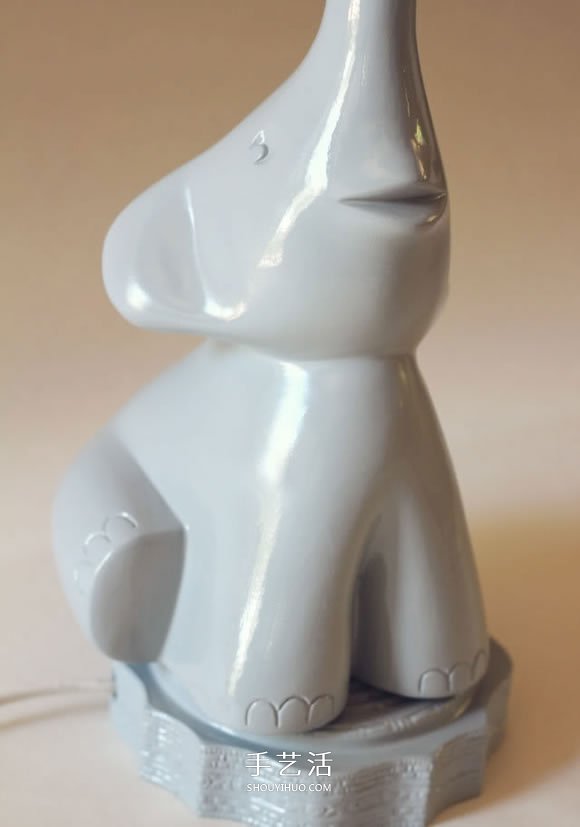 小象台灯灯座制作方法 泡沫板石膏模DIY小象灯座 -  www.shouyihuo.com