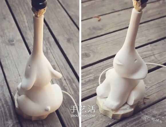 小象台灯灯座制作方法 泡沫板石膏模DIY小象灯座 -  www.shouyihuo.com