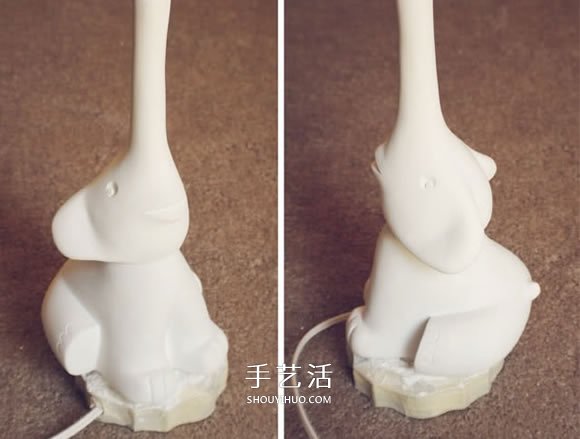小象台灯灯座制作方法 泡沫板石膏模DIY小象灯座 -  www.shouyihuo.com
