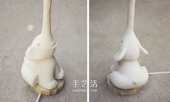 小象台灯灯座制作方法 泡沫板石膏模DIY小象灯座 -  www.shouyihuo.com