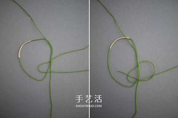 简单又好看手链编法 金色管珠手链编织图解 -  www.shouyihuo.com