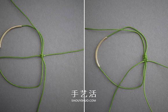 简单又好看手链编法 金色管珠手链编织图解 -  www.shouyihuo.com