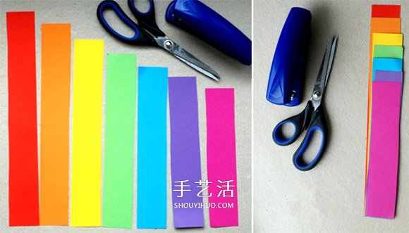 自制彩虹风铃的方法 卡纸制作彩虹风铃教程 -  www.shouyihuo.com