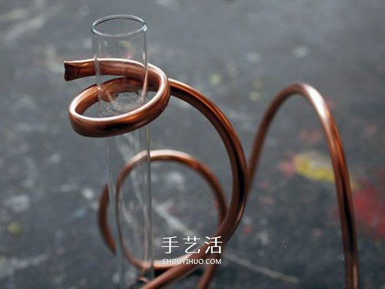 黄铜管和玻璃试管DIY制作优雅的花瓶图解 -  www.shouyihuo.com