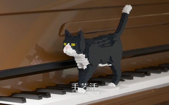 用迷你乐高积木DIY立体猫咪模型的作品图片 -  www.shouyihuo.com