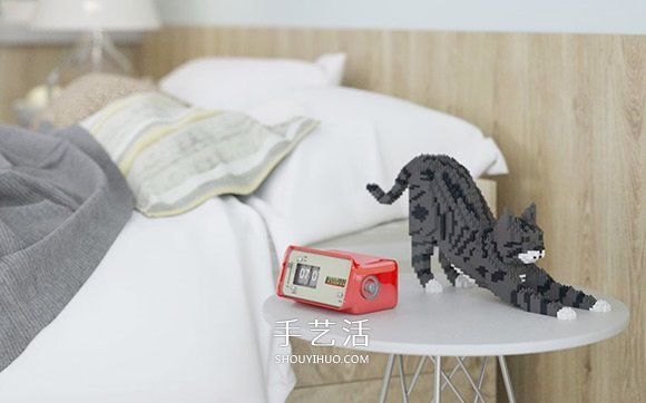 用迷你乐高积木DIY立体猫咪模型的作品图片 -  www.shouyihuo.com
