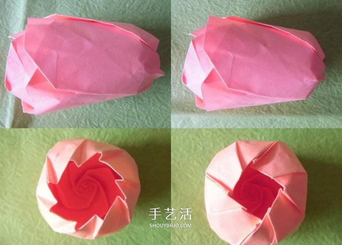 酒杯玫瑰的折法图解 手工折纸酒杯玫瑰过程 -  www.shouyihuo.com