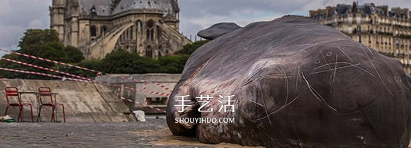 震撼的装置艺术！抹香鲸“搁浅”塞纳河畔 -  www.shouyihuo.com