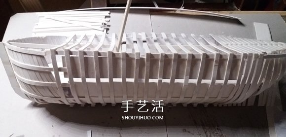 纸制单桅帆船模型制作 精致卡纸帆船手工制作 -  www.shouyihuo.com