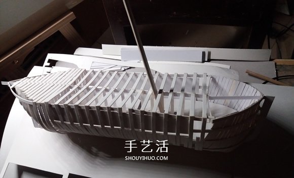 纸制单桅帆船模型制作 精致卡纸帆船手工制作 -  www.shouyihuo.com