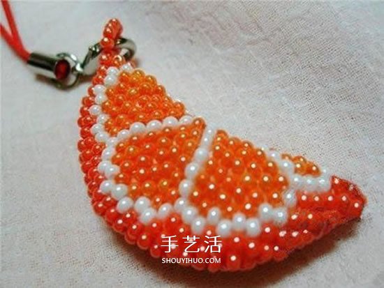 串珠制作橙瓣钥匙链 水果风串珠钥匙挂件DIY -  www.shouyihuo.com
