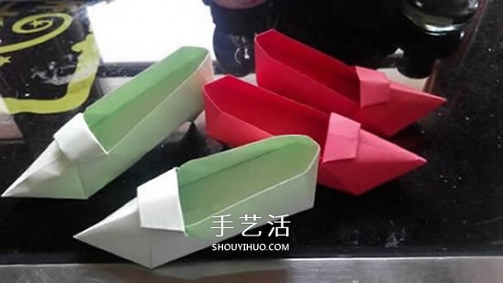 简易高跟鞋的折法图解 手工折纸高跟鞋的方法 -  www.shouyihuo.com