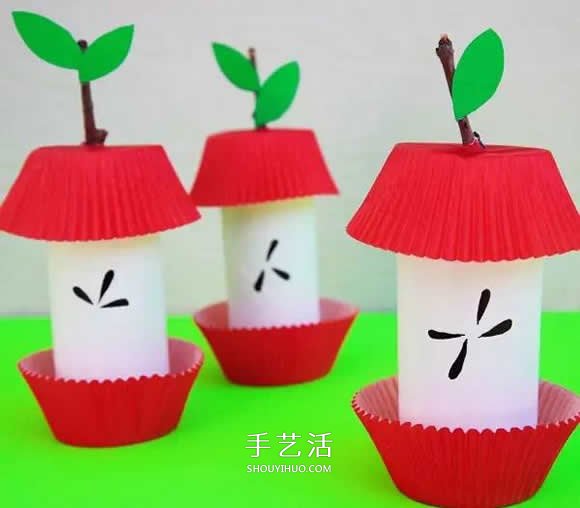 幼儿手工制作苹果核 卷纸筒做苹果核的方法 -  www.shouyihuo.com