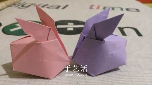 立体兔子的简单折法 儿童手工折纸兔子图解 -  www.shouyihuo.com