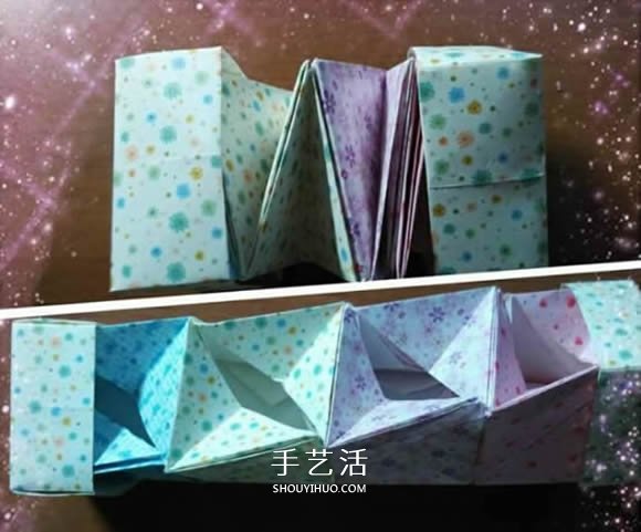 好玩魔术盒的折法图解 可收缩盒子的折法步骤 -  www.shouyihuo.com