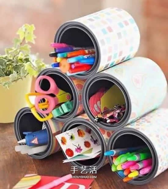 奶粉罐做小黑猫笔筒 卡通笔筒用奶粉罐制作 -  www.shouyihuo.com