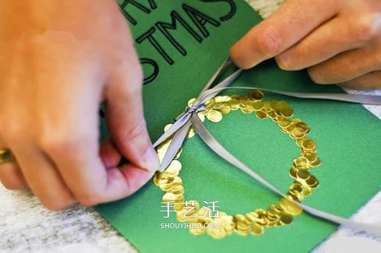 圣诞花环贺卡制作方法 简单自制圣诞贺卡教程 -  www.shouyihuo.com