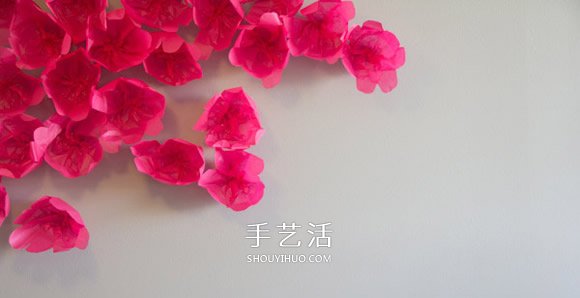 把春天藏在家中 用棉纸手工制作花朵装饰墙壁 -  www.shouyihuo.com