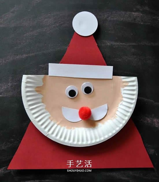 圣诞老人手工制作图片 纸餐盘做卡通圣诞老人 -  www.shouyihuo.com