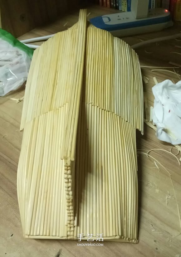 古代战船模型手工制作 纯以一次性筷子完成 -  www.shouyihuo.com