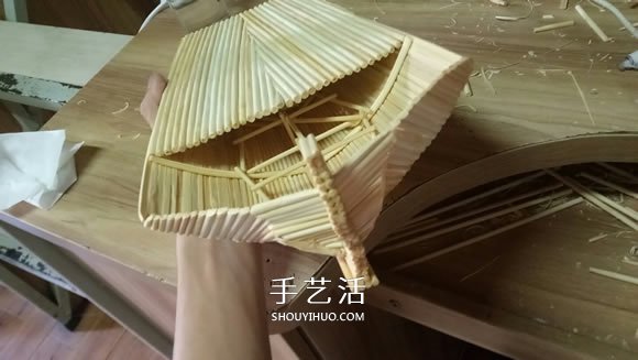 古代战船模型手工制作 纯以一次性筷子完成 -  www.shouyihuo.com