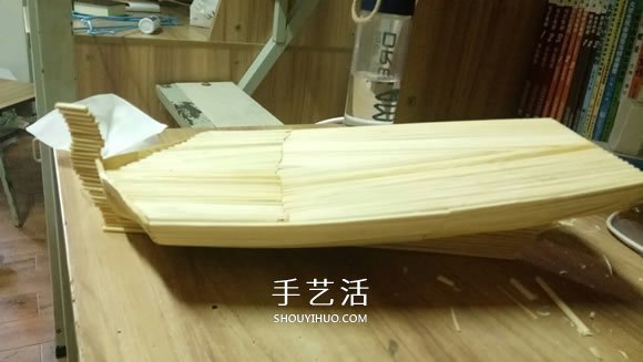 古代战船模型手工制作 纯以一次性筷子完成 -  www.shouyihuo.com