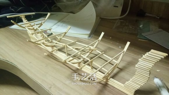 古代战船模型手工制作 纯以一次性筷子完成 -  www.shouyihuo.com