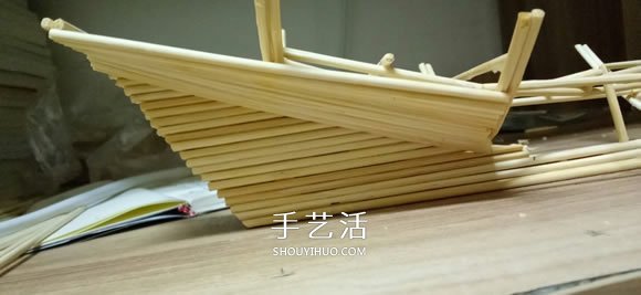 古代战船模型手工制作 纯以一次性筷子完成 -  www.shouyihuo.com