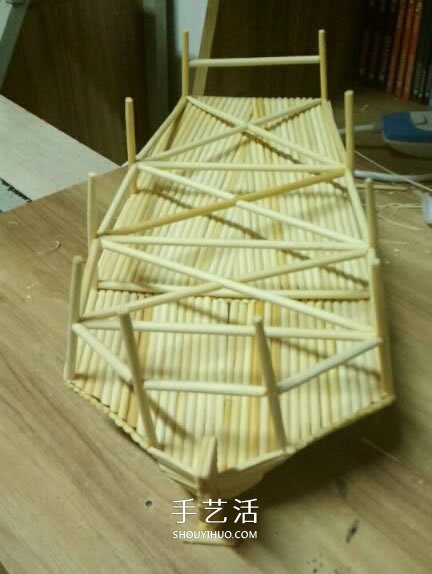 古代战船模型手工制作 纯以一次性筷子完成 -  www.shouyihuo.com
