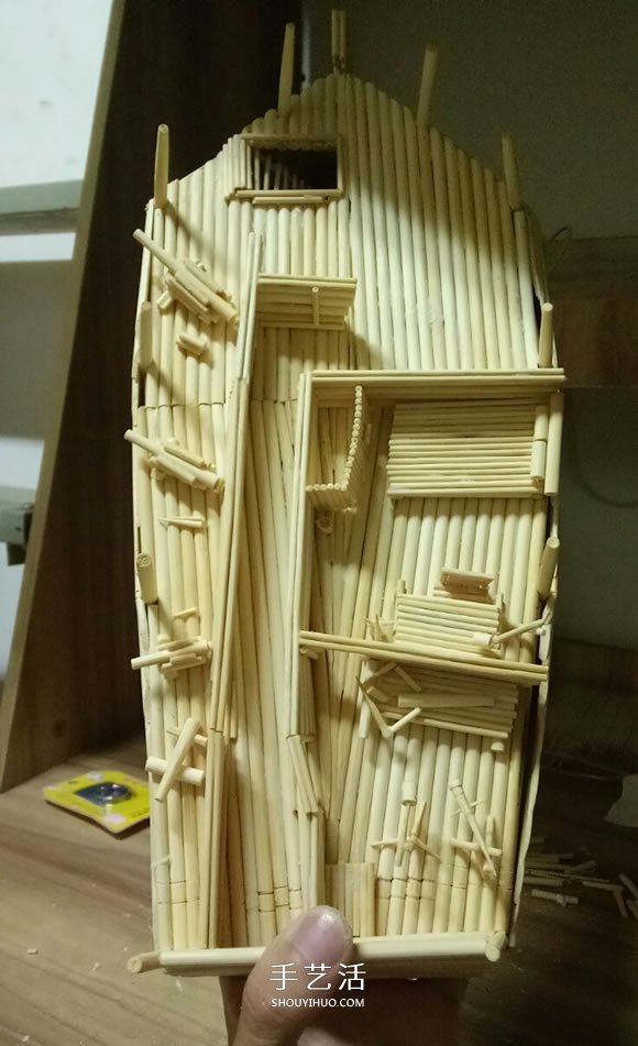 古代战船模型手工制作 纯以一次性筷子完成 -  www.shouyihuo.com
