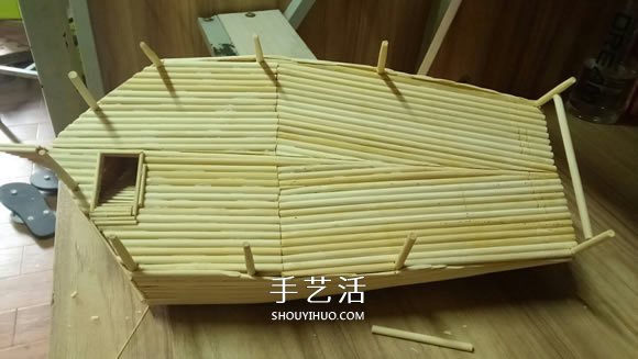 古代战船模型手工制作 纯以一次性筷子完成 -  www.shouyihuo.com
