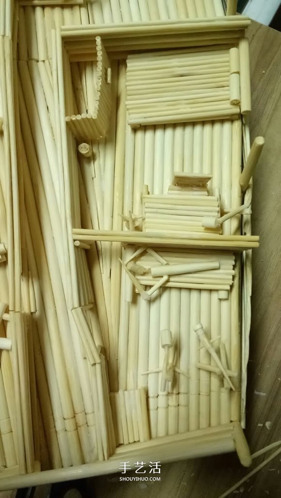 古代战船模型手工制作 纯以一次性筷子完成 -  www.shouyihuo.com