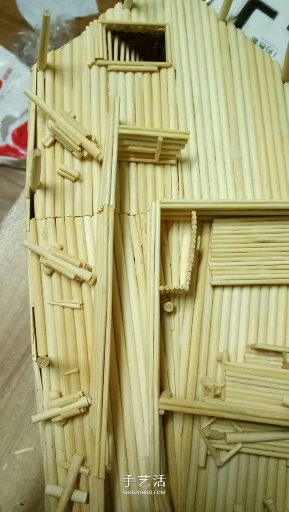 古代战船模型手工制作 纯以一次性筷子完成 -  www.shouyihuo.com