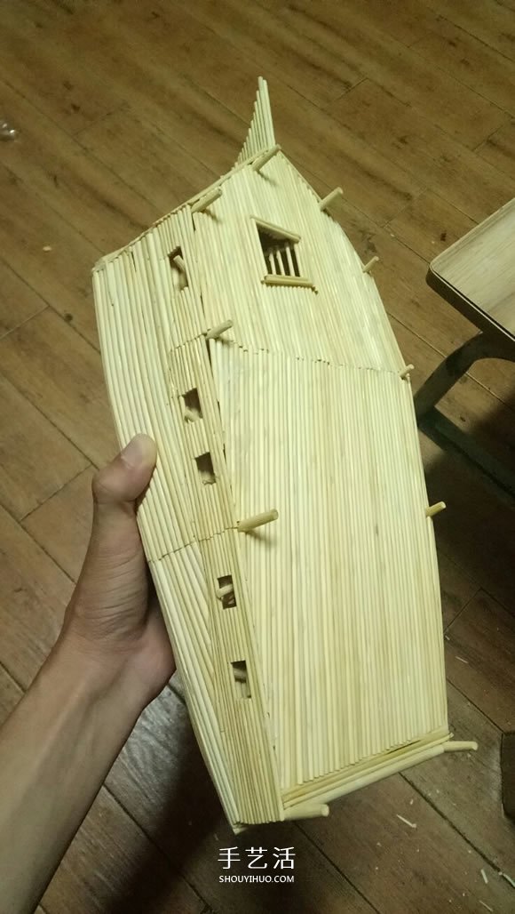 古代战船模型手工制作 纯以一次性筷子完成 -  www.shouyihuo.com