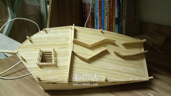 古代战船模型手工制作 纯以一次性筷子完成 -  www.shouyihuo.com