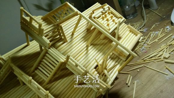 古代战船模型手工制作 纯以一次性筷子完成 -  www.shouyihuo.com