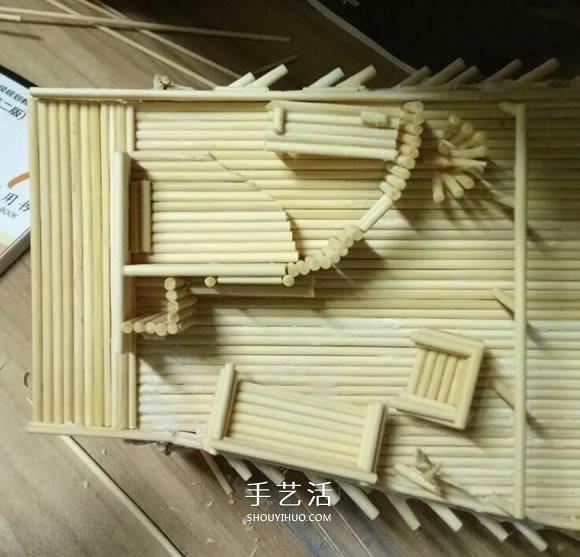 古代战船模型手工制作 纯以一次性筷子完成 -  www.shouyihuo.com