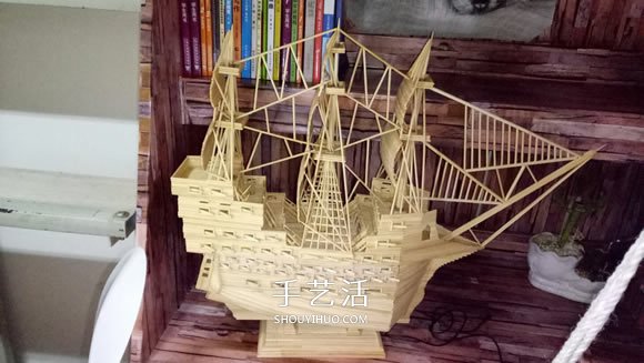 古代战船模型手工制作 纯以一次性筷子完成 -  www.shouyihuo.com