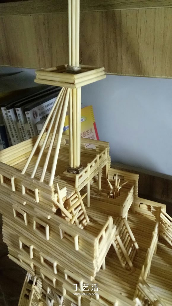 古代战船模型手工制作 纯以一次性筷子完成 -  www.shouyihuo.com
