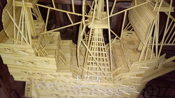 古代战船模型手工制作 纯以一次性筷子完成 -  www.shouyihuo.com