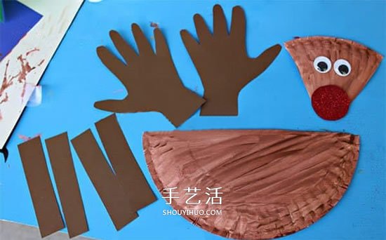 纸餐盘手工制作驯鹿 环保圣诞节麋鹿的做法 -  www.shouyihuo.com
