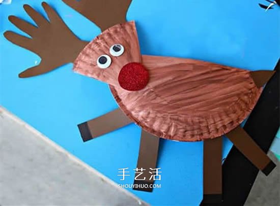 纸餐盘手工制作驯鹿 环保圣诞节麋鹿的做法 -  www.shouyihuo.com