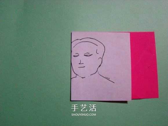 怎么折纸人物头像图解 戴帽子的人折法过程 -  www.shouyihuo.com