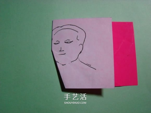 怎么折纸人物头像图解 戴帽子的人折法过程 -  www.shouyihuo.com