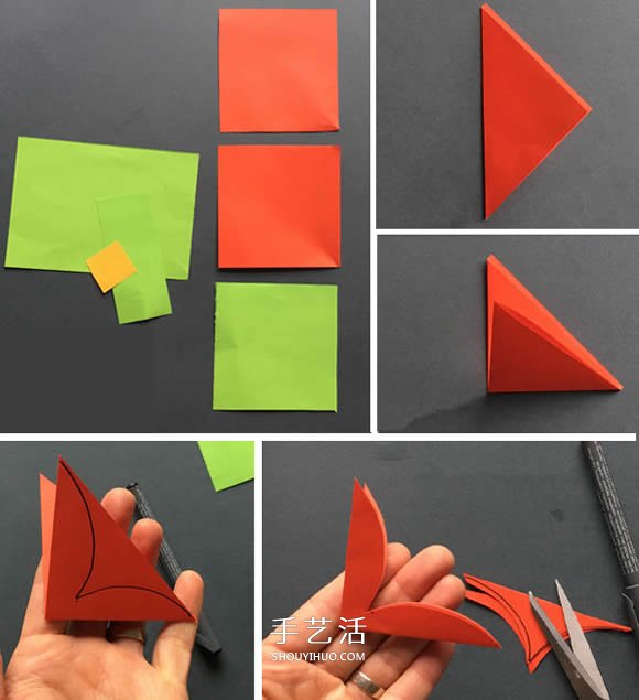 剪纸制作圣诞花的方法 圣诞节圣诞花装饰DIY -  www.shouyihuo.com