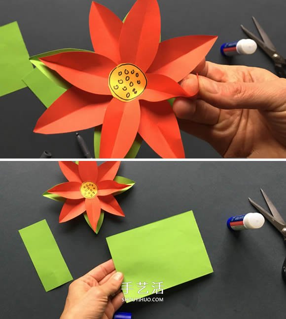 剪纸制作圣诞花的方法 圣诞节圣诞花装饰DIY -  www.shouyihuo.com