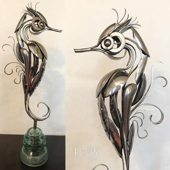 竟然是用勺子做的 精致的小鸟雕塑手工艺品 -  www.shouyihuo.com