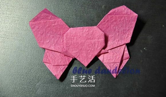 浪漫蝴蝶心的折法图解 折纸蝴蝶爱心的步骤图 -  www.shouyihuo.com