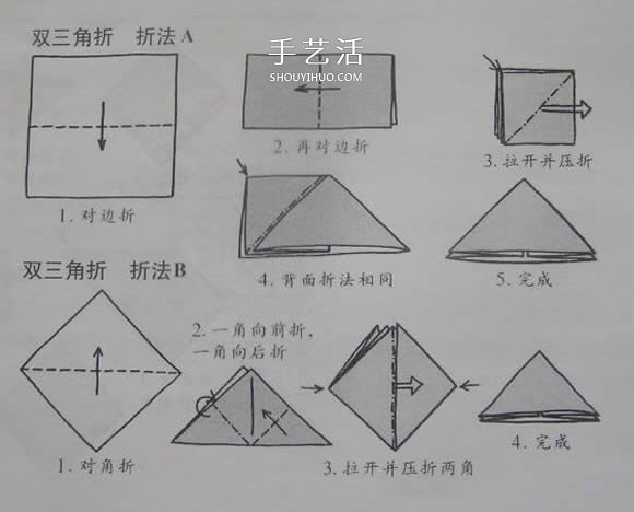 新手折纸入门：折纸符号及基本折法图解大全 -  www.shouyihuo.com