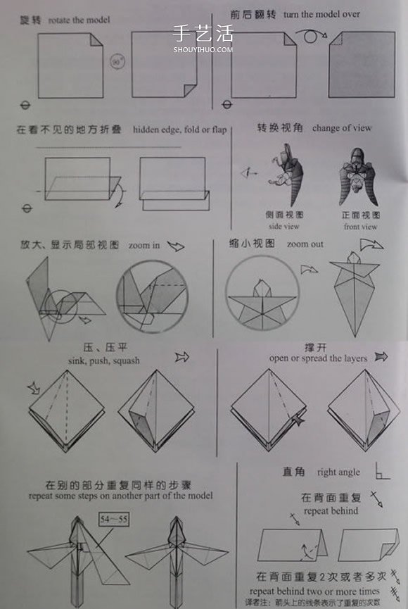 新手折纸入门：折纸符号及基本折法图解大全 -  www.shouyihuo.com